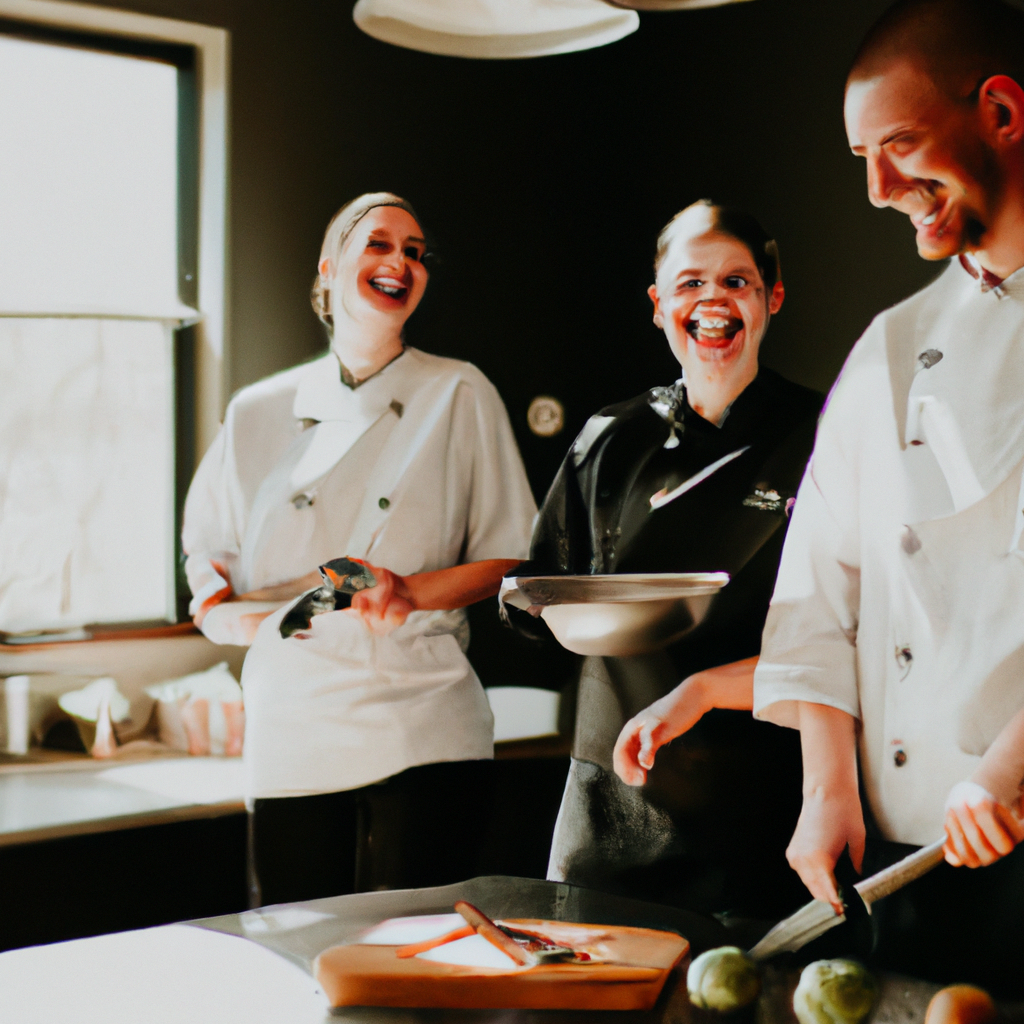 CulinaryWise team collaborating in a bright kitchen workspace